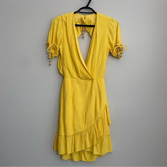 Sabo Skirt Luxe Espardell Tie Neck Ruffle Faux Wrap Dress - Picture 1 of 9